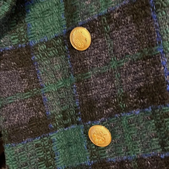 Truth Black and Green Plaid Jacket with Gold Buttons - Picture 2 of 5